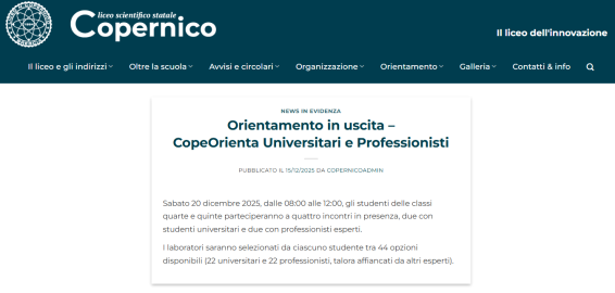 Orientamento Liceo Copernico Brescia